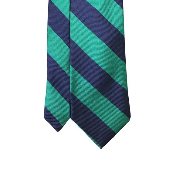 The Mans Shop Lord & TaylorGreen & Navy Silk Striped Tie Silk Classic - Picture 4 of 8